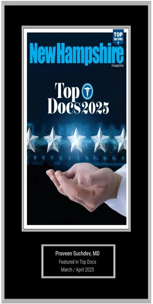 Praveen Suchdev. MD Top Docs 2025 New Hampshire Award